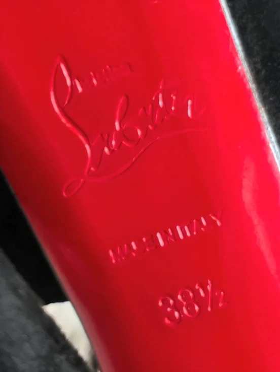 Christian Louboutin Black Suede Strappy Peep-Toe Platform Heels EU 38.5 / US 8 - Picture 10 of 11